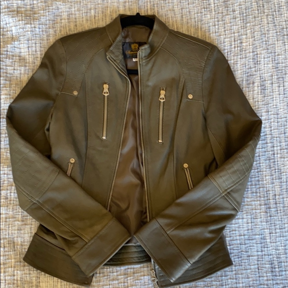 Vera Pelle Authentic Italian Olive Leather Jacket